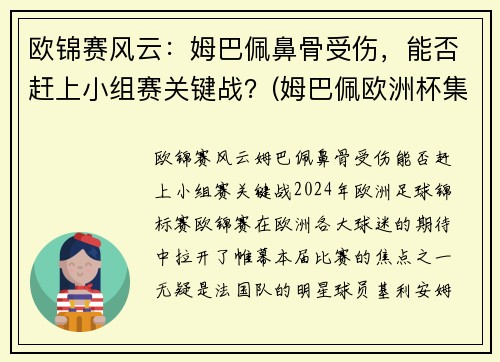 欧锦赛风云：姆巴佩鼻骨受伤，能否赶上小组赛关键战？(姆巴佩欧洲杯集锦)