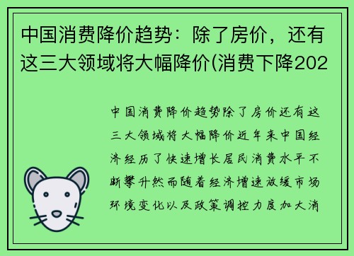 中国消费降价趋势：除了房价，还有这三大领域将大幅降价(消费下降2021)