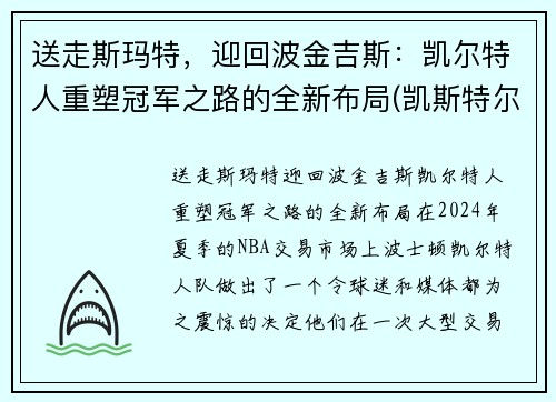 送走斯玛特，迎回波金吉斯：凯尔特人重塑冠军之路的全新布局(凯斯特尔曼)