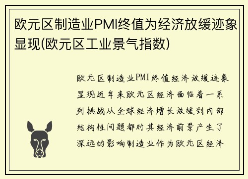欧元区制造业PMI终值为经济放缓迹象显现(欧元区工业景气指数)